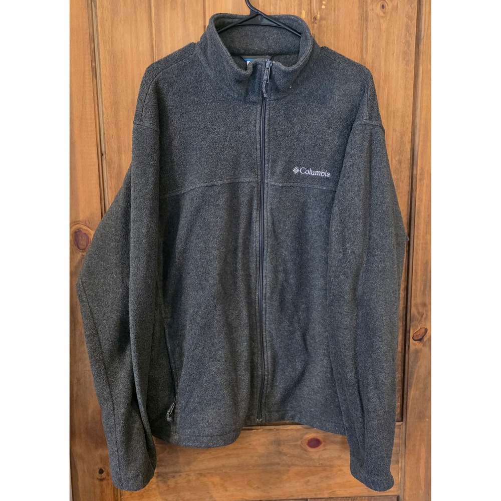 Columbia Fleece Jacket Women XL Gray‎ Good Full Zip Mock Neck Outdoor Soft Layer